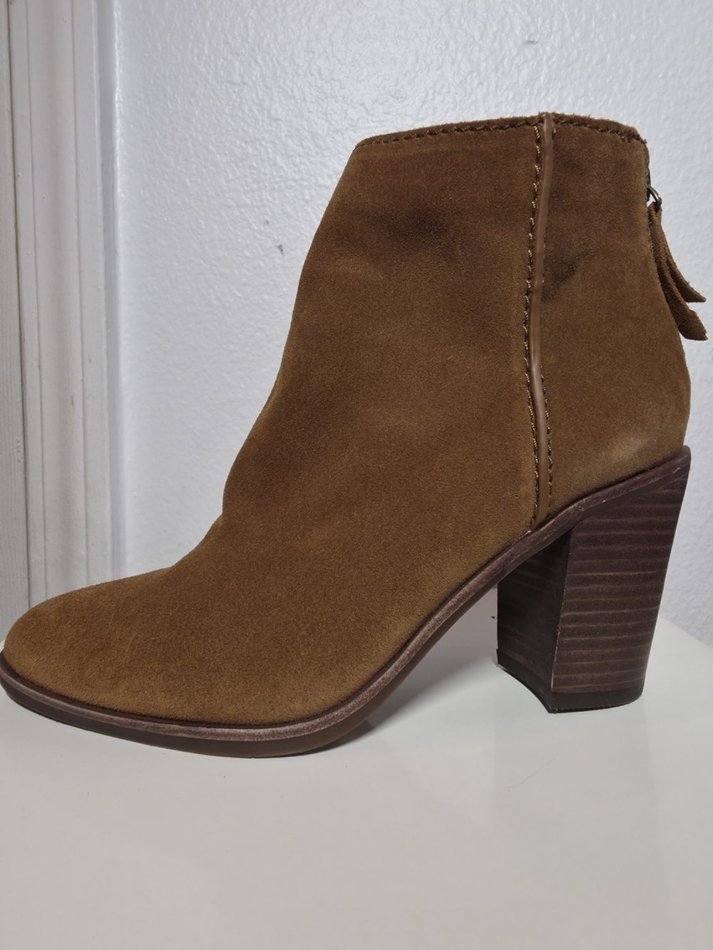Genuine Leather Suede Tan Brown Camel Ankle Boots